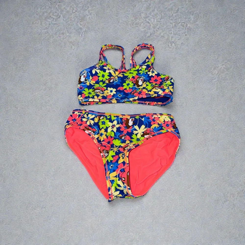 Colorful Kids Swim Set Buc-ees Girls Small 6/6X - Picture 2 of 11